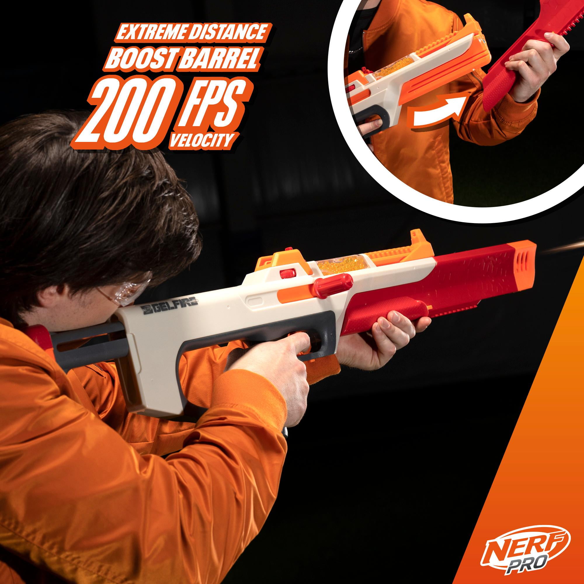 Nerf Pro Gelfire Ghost Blaster, Boost Barrel, 5000 Gel Rounds, Eyewear
