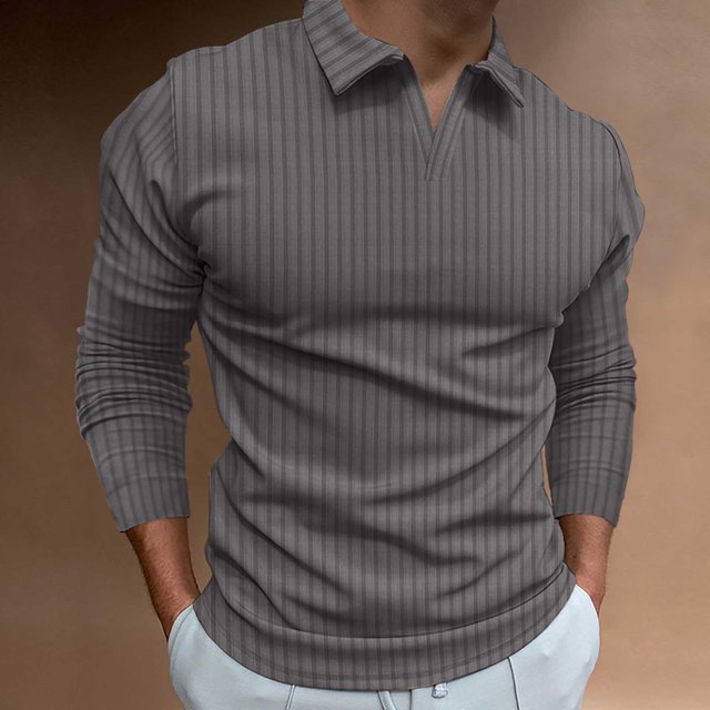 Shirts For Men Casual Solid Color Turndown Long Sleeve Tops Pullover Zipper High Elastic Blouse