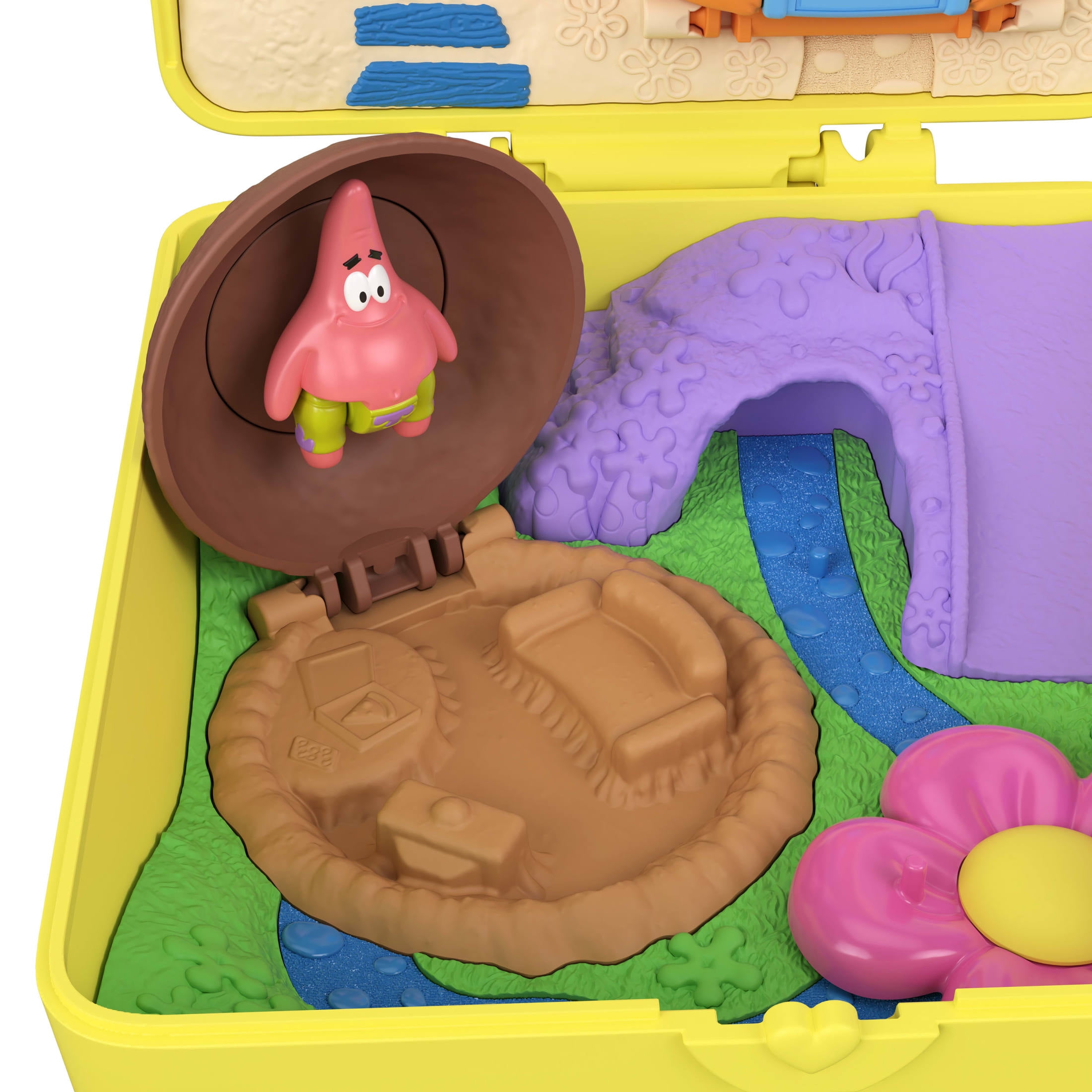Polly Pocket Micro Dolls and Playset, SpongeBob Partnership Compact with Patrick Doll, 7 Accessories