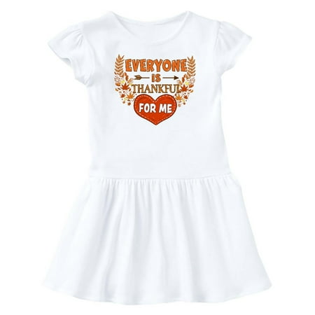 

Inktastic Everyone Is Thankful For Me with Heart and Leaves Gift Toddler Girl Dress
