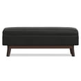 thumbnail image 3 of Owen 48 inch Wide Mid Century Modern Rectangle Rectangular Storage Ottoman in Distressed Black Vegan Faux Leather, Assembled, 3 of 10