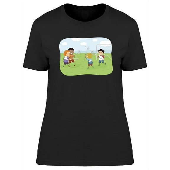 Boys Playing Lacrosse T-Shirt Women -Image by Shutterstock, Female XX-Large