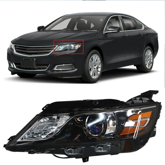 84178024 GM2503417 Clear Lens Black Left Housing Headlights Halogen Projector Headlamp for 2015-2019 Impala