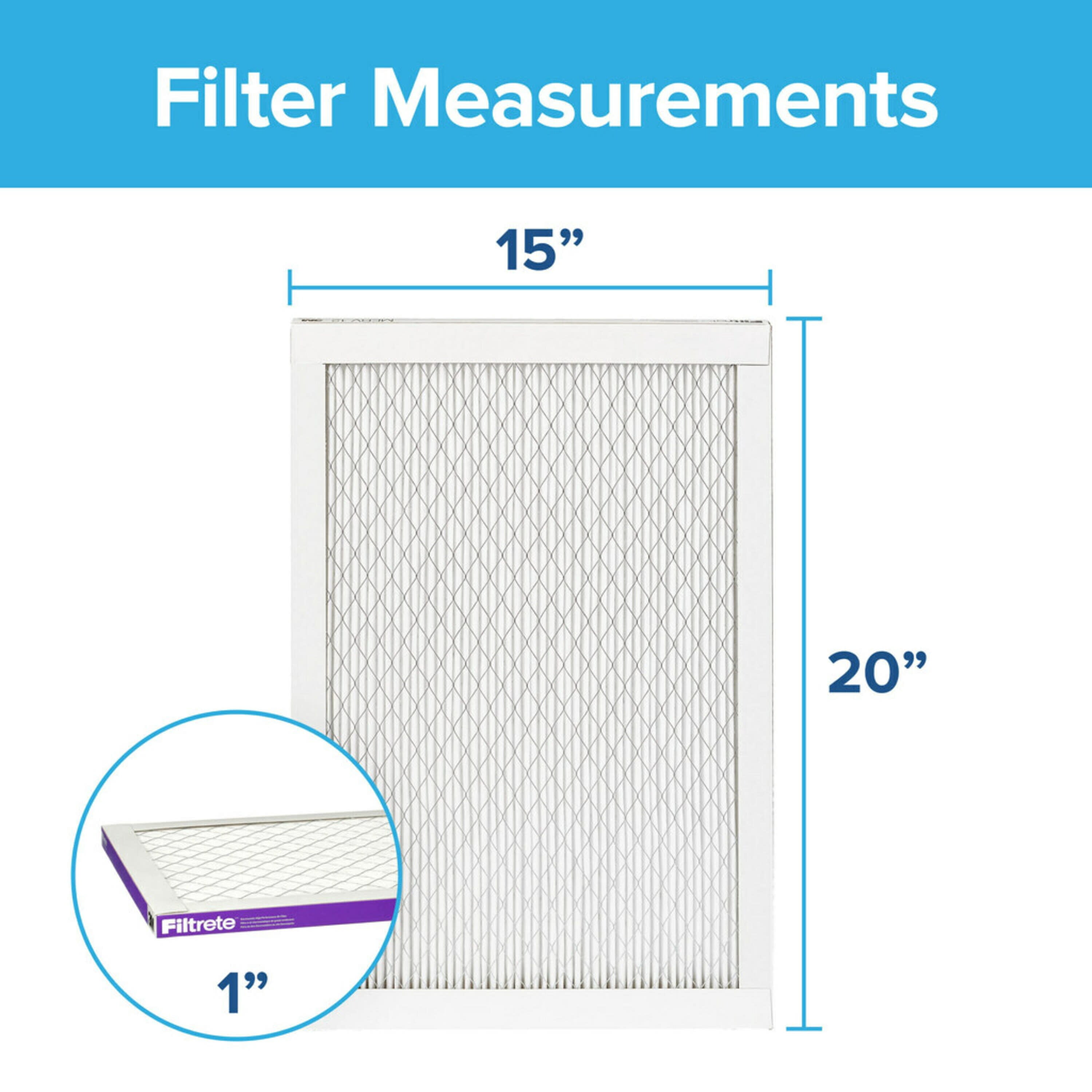 Filtrete 15x20x1 Air Filter, MPR 1500 MERV 12, Advanced Allergen Reduction, 1 New Filter