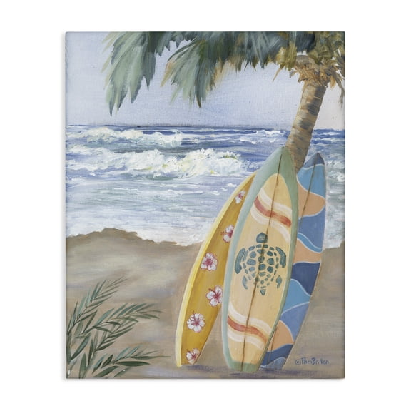 Stupell Industries Tropical Fun Summer Surfboards Leaning Palm Tree Canvas Art, 36 x 48, by Pam Britton