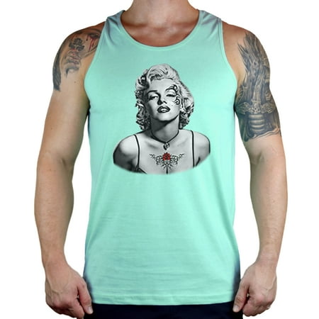 Men's Marilyn Monroe Face Tattoo KT T127 Mint Tank Top 2X-Large