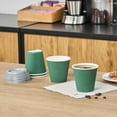 thumbnail image 3 of Restpresso 8 oz Forest Green Paper Coffee Cup - Ripple Wall - 3 1/2" x 3 1/2" x 3 1/4" - 500 count box, 3 of 10