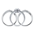 thumbnail image 4 of BERRICLE Sterling Silver Halo Wedding Engagement Rings Pear Cut Cubic Zirconia CZ Wishbone Split Shank Ring Set for Women, Rhodium Plated Size 10, 4 of 14