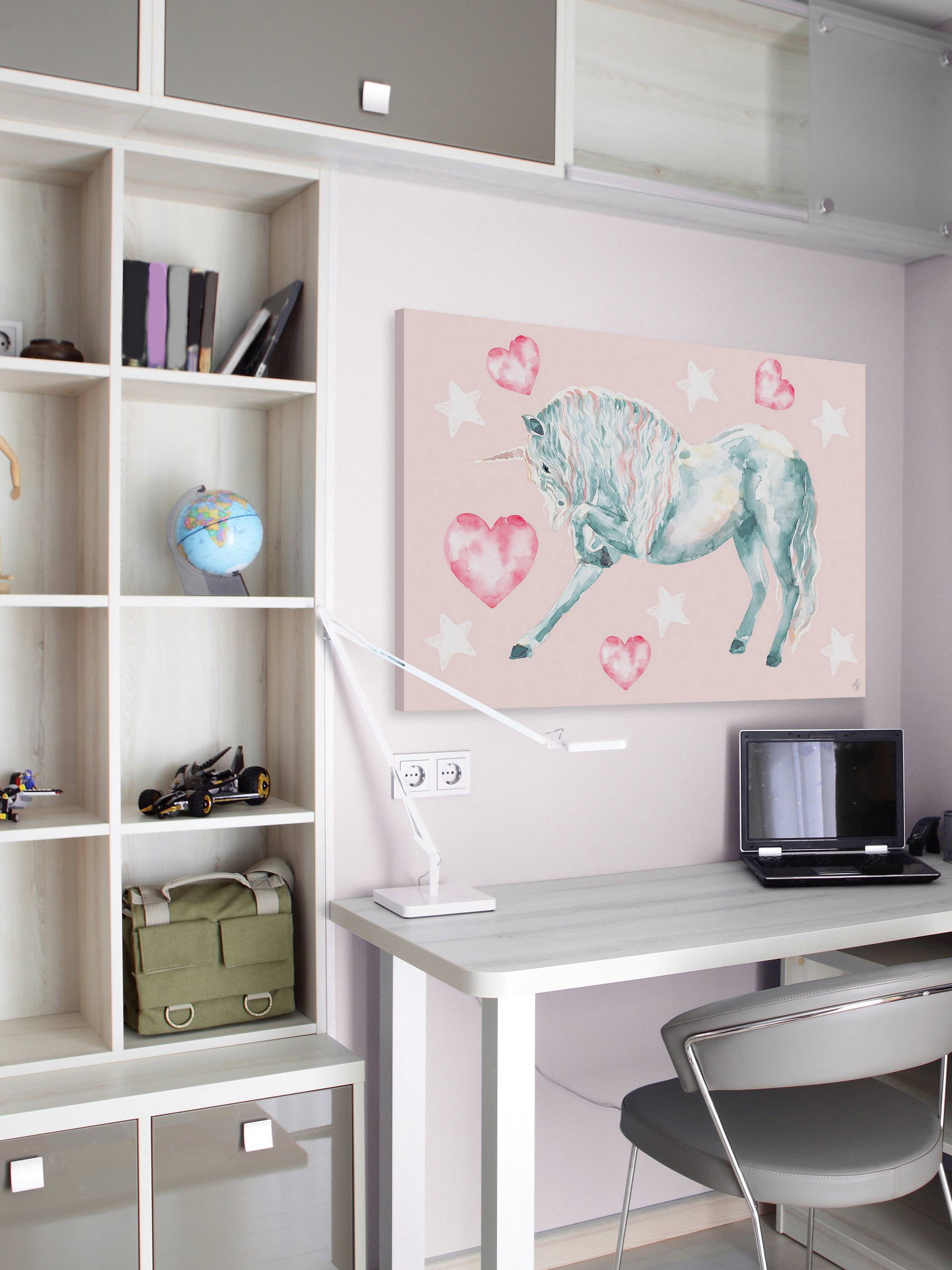 Marmont Hill Pastel-haired Unicorn Canvas Wall Art