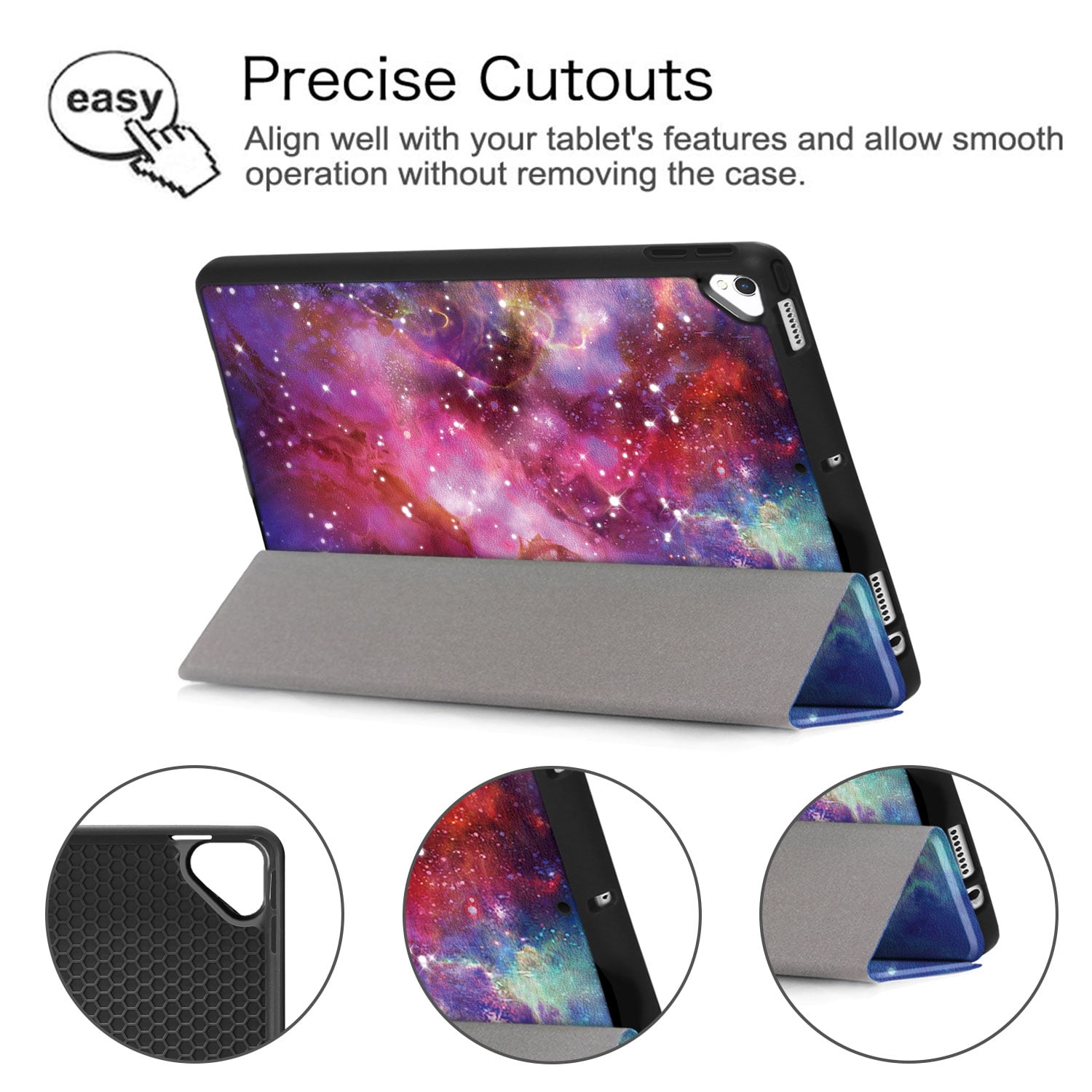 Allytech iPad 10.2 Case with Pencil Holder, iPad 8th 7th Generation Case Cover, Ultra Slim Folding Stand Smart Shell Auto Sleep Wake Shockproof TPU Back Cover for Apple iPad 10.2, Galaxy