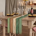 thumbnail image 2 of Farmhouse Dark Sage Green Brown 70 Inch Table Runner, Vintage Wooden Striped Farmhouse Dresser Scarf Cotton & Linen Tablerunner for Dining/Kitchen Island/Holiday Party Décor 13" x 70", 2 of 9