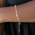 thumbnail image 3 of Silver Rose Gold Plated Full Cubic Ziron Filled Wedding Statement Cocktail Party Adjustable Size Strand Bracelet, 3 of 4
