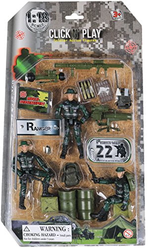 Click N Play Military Ranger Action Figure 18 Piece Accessory Play Set Walmart Com Walmart Com