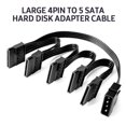 thumbnail image 2 of Cable adaptador Irfora Ordenador Cable adaptador de disco duro grande de 4 pines a 5 SATA Cable divisor de 1 a 5 Cable convertidor de adaptador de fuente de alimentación de disco duro Irfora Cable adaptador, 2 of 6