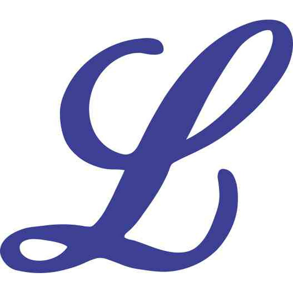 3.25in x 3in Blue Cursive L Monogram Sticker Fancy Vinyl Vehicle