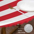 thumbnail image 4 of Red Stripes Round Fitted Table Cover White Stripes Simple Geometric Waterproof Table Cloth with Elastic Edge Wipeable Tablecloth for Picnic Camping Party Fits 36"-44" Diameter, 4 of 8