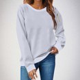 thumbnail image 2 of Htigea Sweatshirt for Women Solid Color Crewneck Long Sleeve Casual Loose Pullover Tops Lightweight Thin Fleece Sweatshirt Gray XXL, 2 of 4