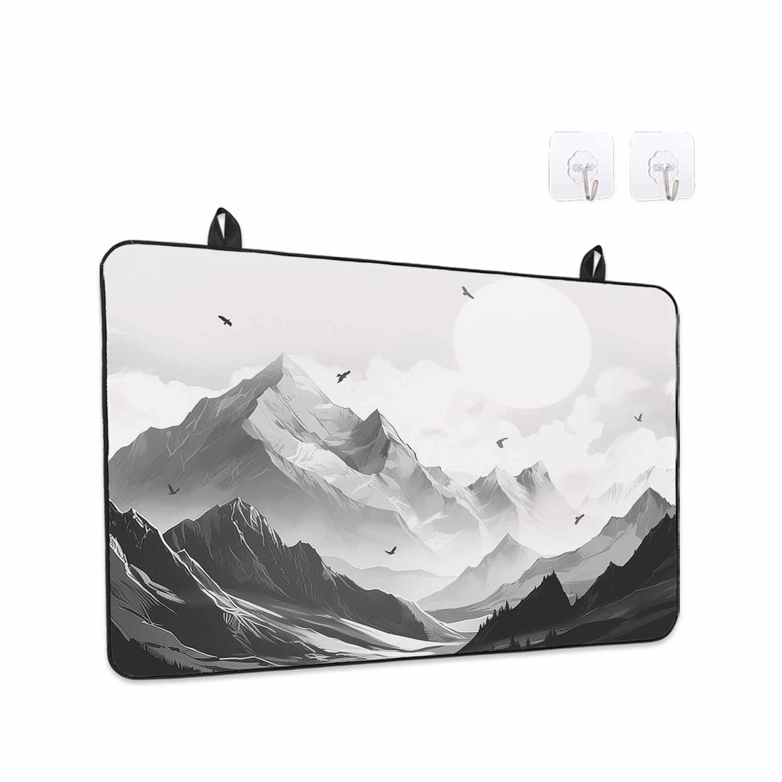 Mountain Stove Top Cover for Electric Stove, Heat-proof & Non Slip Glass Top Stove Cover Protector, Eagle Sky Cloud Black and White Landscape Kitchen Flat Cooktop Rubber Mat 24x21 Inches