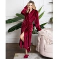thumbnail image 2 of Lotus Linen Plush Robe for Women - Long Soft Fleece Bathrobe, Wine Red XL/XXL, 2 of 9