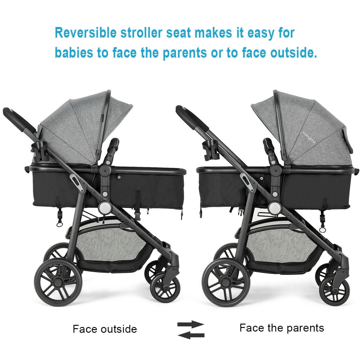 Infans 2 In 1 Foldable Baby Stroller Kids Travel Newborn Infant Buggy Pushchair Gray