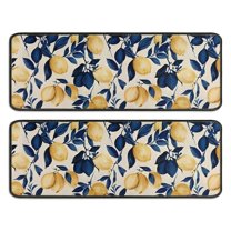 Kitchen Rugs Sets Of 2,Yellow Lemon Fruit Leaves Beige Pattern Anti Fatigue Kitchen Mat Rugs Non Slip Washable,Decorative Kitchen Floor Mats for Kitchen,Sink,Laundry,17"x47" 17"x47"