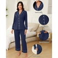 thumbnail image 4 of Womens Cotton Pajama Sets with Long Sleeves Button Down Pajama Set for Women 2pcs Women Soft Sleepwear Set with Long Pants Womens Casual Loungewear Sets with Pockets, S-XXL, 4 of 10