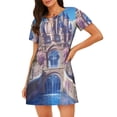 thumbnail image 1 of Fotbe Majestic Fantasy Castle Bata de Dormir para Mujer con Estampado, Camisón de Algodón de Manga Corta, Ropa de Dormir Casual, 1 of 6