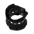 thumbnail image 2 of Black Faux Leather Fur and Rhinestone Wristband Bracelet, 2 of 5