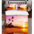 thumbnail image 2 of 3D Sunset Sky Beach Coconut Tree Funda nórdica Juego de cama Set Funda nórdica, 2 of 3