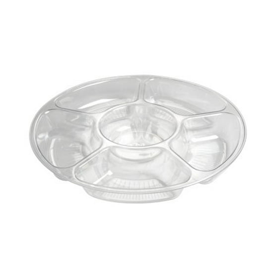Fineline Settings 3521 Cl 12 Inch 6 Compartment Platter Pleasers Fineline Settings 3521 Cl 12 Inch 6 Compartment Platter Pleasers Clear Plastic Round Trays Disposable Food Display Serving Dish Plates