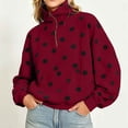 thumbnail image 2 of Erwazi Womens Sweatshirt Polka Dot Half Zip Collared Hooded Fleece Cropped Oversized Pullover Daily Casual Tops with Pocket, 2 of 9