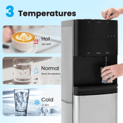 Bottom Loading Water Dispenser with Compressor Cooling, Stainless Steel Body & Aluminum Motor, High Dispensing Area, Safety Lock