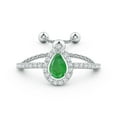 thumbnail image 2 of ANGARA Natural Floating Pear-Shaped Emerald Bolo Ring with Halo in 14K White Gold for Women (Size-6x4mm) | May Birthstone, Birthday, Anniversary, Jewelry Gift for Women | Natural Emerald Ring, 2 of 8