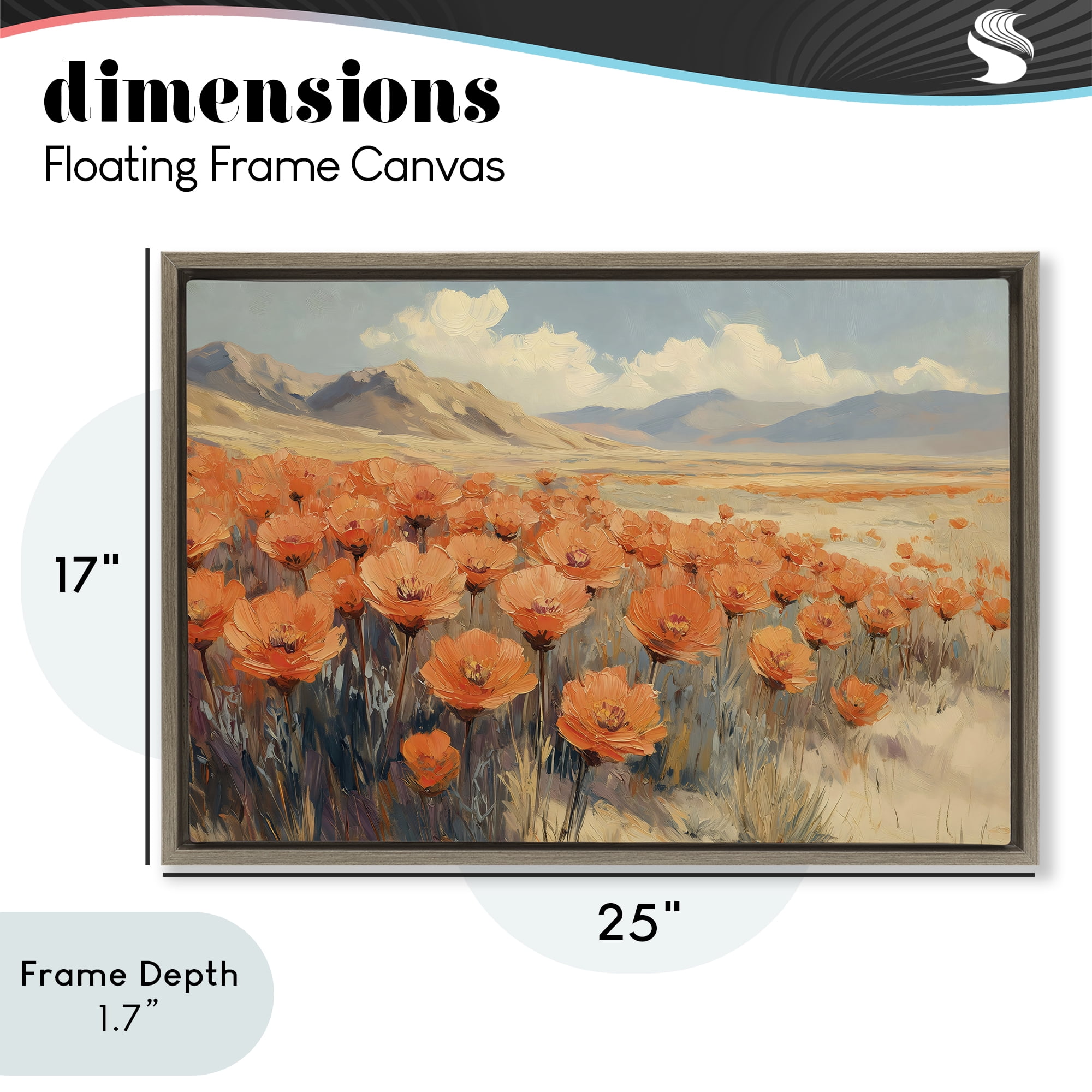 Stupell Industries Desert Poppies in Valley Brown Framed Floater Canvas Wall Art, design by Gina Kelly