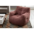 thumbnail image 3 of Soft Fabric Bean Bag Chair with Tufted Design, Giant Lazy Sofa with Armrests and Back, Comfy Chair Stuffed High-Density Foam, Bean Paste Red, 3 of 9