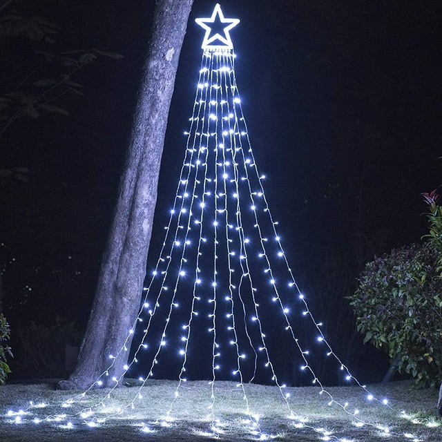 Guirnalda de luces con forma de estrella para decoración navideña para exteriores FUNIAO