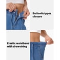 thumbnail image 5 of roswear Women's Capri Jeans Non-Stretch Culottes Pants with Elastic Waist, 5 of 6