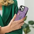 thumbnail image 5 of Nalacover for iPhone 16 Pro Max Zipper Wallet Case,Luxury PU Leather Back Soft TPU Magnetic Buckle Flip Card Pocket Shockproof Slim Cover with Adjustable Crossbody Shoulder Strap,Purple, 5 of 8