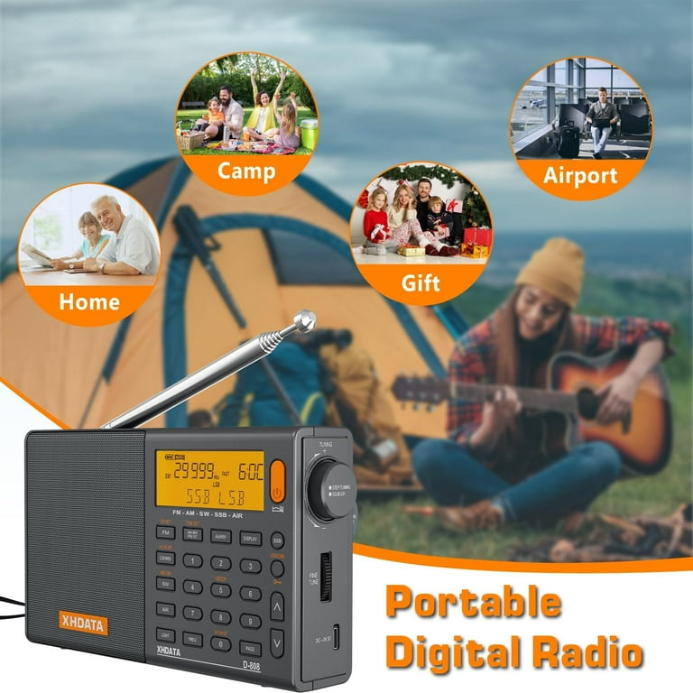 XHDATA D-808 DSP Battery USB Port Portable Shortwave Radio