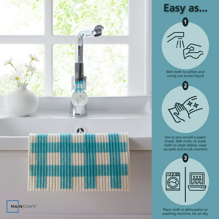 Washing Machine How To Soften New Tea Towels Multi-Stripe Blue Tea