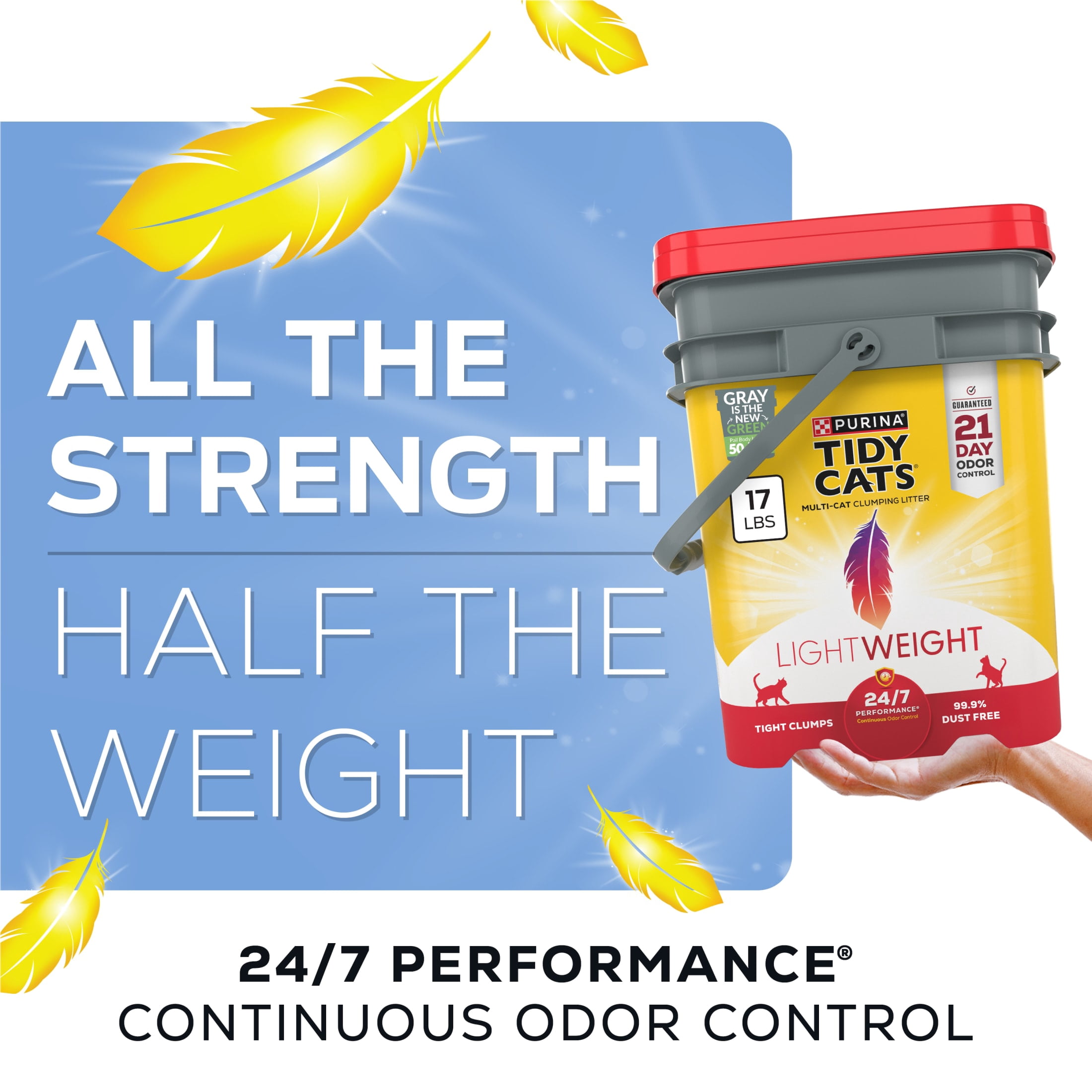Purina Tidy Cats 24/7 Performance LightWeight Cat Litter, Clean Linen Scent, 17 lb Pail