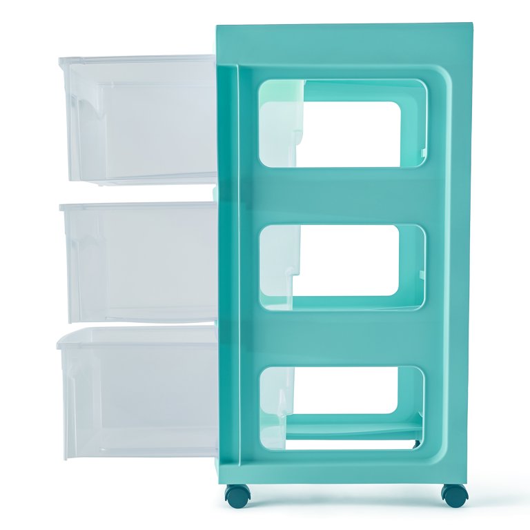 Mainstays 3 Drawer Wide Mint Storage Cart, File Cabinet for A4 And