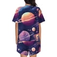thumbnail image 6 of Fuzoiu Planet Pastel Galaxy Print Women's Short-Sleeved Pajama Set,Lounge Sleepwear Set,Womens Pajama Sets 2 Piece,Button-Up Top and Shorts with Pockets-Large, 6 of 7