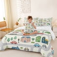 thumbnail image 3 of Castle Fairy Cute Town Road Bedding Comforter Set 7pcs for Kids, Whimsical House Car Queen Bedding Sets for Bedroom, Green Yellow, 3 of 7