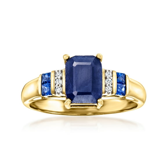Ross-Simons 2.10 ct. t.w. Sapphire Ring With Diamonds in 14kt Yellow Gold, Women's, Adult