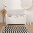 thumbnail image 5 of Demi Bonn 35" Storage Bench with Cushion, Lift-Top Toy Storage Organizer Trunk with 2 Safety Hinges, Wood Storage Box Chest for Bedroom, Entryway, Living Room, White, 5 of 9