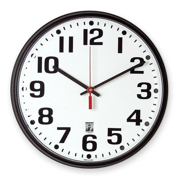 SKILCRAFT, NSN5573148, Plastic Frame SelfSet Wall Clock, 1