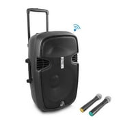 Pyle PPHP159WMU - Active PA Speaker System [ Powered Loudspeaker] with Full Range Stereo Sound, Includes (2) Microphones, MP3/USB/SD Readers, FM Radio (1600 Watt, 15'' -inch Woofer)