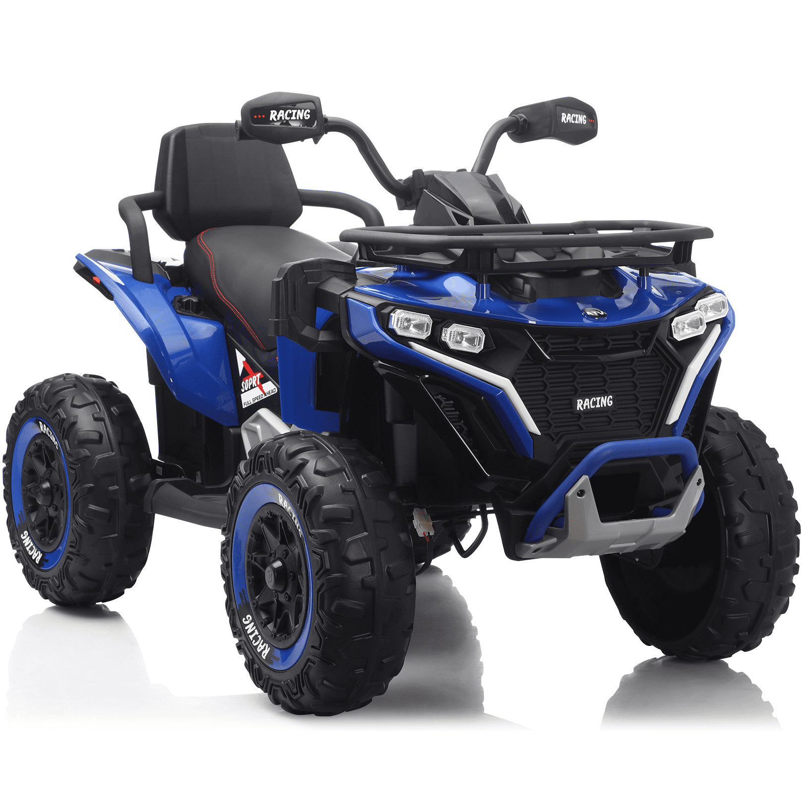 Funride 24 Volt Ride on Toys with Remote Control, Oversized ATV for Kids, 2-Seater 4 Wheeler for Toddlers, Power Car Wheels with Music, Bluetooth, Headlights, EVA Tires, Blue