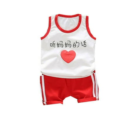 

Carolilly Summer Infant Baby Clothes Mom and Dad Printed Vest + Shorts Summer Casual Clothes